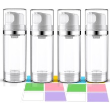 Mey İthalat Cosywell Havasız Pompa Kavanozları 3.4OZ/100ML 4'lü Paket Pompa Şişe Dağıtıcı Boş Nemlendirici Havasız Pompa Şişeleri Kozmetik Pompa Konteyneri Tuvalet Malzemeleri Için Seyahat Pompası Şişeleri