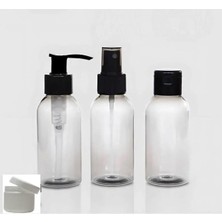 Mey İthalat Seyahat Boy Boş Plastik Şişe ve Kavanoz Seti 4'li 8697431717596541