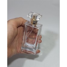 Mey İthalat 10 Adet Cam Kolay Kapama Sprey Kolonya Parfüm Şişesi 50 ml - Boş Şişe Şeffaf Gold Kapaklı, PRFM-0027154