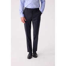Ysf Erkek Lacivert Regular Fit Yün Karışımlı Kumaş Pantolon