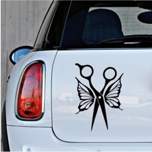Mey İthalat Tsc Berber Makas ve Kelebek Etiket Sticker Yapıştırma 25CM Siyah, 22HZRx20