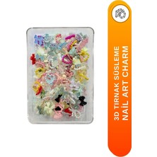 Mey İthalat Fontenay 3D Tırnak Süs. Tırnak Charmlar Kurdele Kalp Gül Ayıcık Nail Charms Nailart Objeleri 500 Adet NO:2095 Çok Renkli