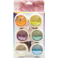 Mey İthalat Fontenay Tırnak Glitter Ayna Tozu, Krom Glitter, Manikür Tırnak Tozu 6'lı Set Çok Renkli