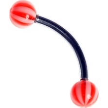 Mey İthalat Rouge Moulin Curved Barbel 316 L Bioplast Piercing TDGR00858, Pembe-Beyaz