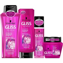 Mey İthalat Gliss Supreme Length Saç Bakım Seti, Şampuan 400ML + Saç Kremi 400ML + Maske 300ML + Sıvı Saç Kremi 200ML