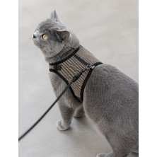 Glipet Kedi Göğüs Tasması Terleme Yapmaz Air Kumaş 120 cm Ip -25*35 cm Füme Gri