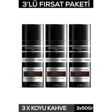 Mey İthalat Fontenay Saç Dolgunlaştırıcı Keratin Fibers Koyu Kahve Topik Saç Tozu 50GR X3