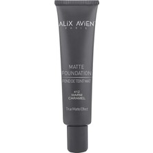 Mey İthalat Alıx Avıen Uzun Süre Kalıcı Doğal Mat Bitişli E Vitamini Içeren Mat Fondöten- Matte Foundation 412 Warm Caramel