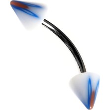 Mey İthalat Rouge Moulin Curved Barbel Çelik Spike Piercing TDGR00892, Mavi-Beyaz