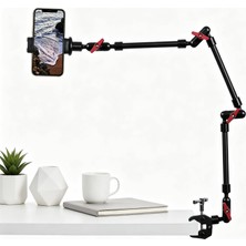 CoverZone Ayarlanabilir Eklemli Sihirli Kol Kelepçe ve Telefon Tutucu Klipsli Masa Montajı, Masa Standı, Cep Telefonu Tripod, Arm3
