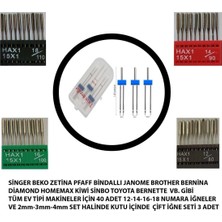 Mey İthalat Swart Zetina Singer Janome Vb. Gibi Ev Makineleri 12-14-16-18 Numara 40 Adet Iğne ve 3 Adet Çift Iğne