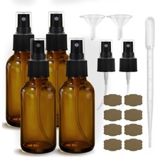 Mey İthalat Gıvameıhf Amber Sprey Şişeleri Yaklaşık 4 Oz (108ML) Amber Küçük Boş Sprey Şişesi Ince Sis Spreyi Doldurulabilir Kaplar, 4'lü Set, Dahil 6 Yağmurlama, 2 Huni, 1 Damlalık, 8 Etiket
