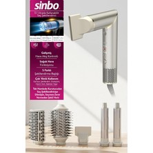 Mey İthalat Sinbo SHD-1721, 1400W Turbo Bldc, 110.000 Rpm, 600 Milyon Iyon, 3 Isı ve 3 Hız Seçeneği, 5’i Bir Arada Saç Şekillendirici, Beşli Set