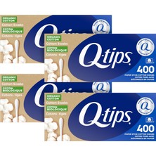 Mey İthalat Q-Tips Pamuk Bezler Organik Bezler 4 Paket Ultimate Ev ve Güzellik Aracı Organik Pamuktan Üretilmiştir, Kağıt Ambalaj 400 Adet
