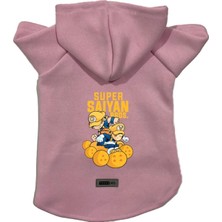Mey İthalat Kapişonlu Polar Sweatshirt Köpek ve Kedi Kıyafeti & Elbisesi Pembe Goku Vegeta Xs