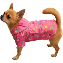 Mey İthalat Içi Polarlı Gökkuşaklı Köpek ve Kedi Yeleği & Ceketi Pembe Xl
