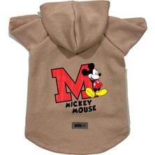 Mey İthalat Kapişonlu Polar Sweatshirt Köpek ve Kedi Kıyafeti & Elbisesi Bej Yeni Mickey 2 M