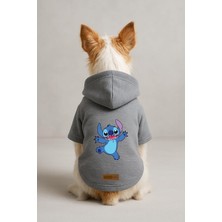 Mey İthalat Baskılı Içi Polarlı Köpek ve Kedi Kıyafeti & Elbisesi - Gri Renk Kapüşonlu Hoodie BFA31 Xs