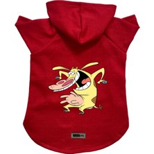 Mey İthalat Kapişonlu Polar Sweatshirt Köpek ve Kedi Kıyafeti & Elbisesi Kırmızı Inek M