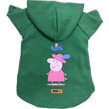 Mey İthalat Kapişonlu Polar Sweatshirt Köpek ve Kedi Kıyafeti & Elbisesi Yeşil Peppa Pig S