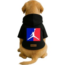 Mey İthalat Baskılı Içi Polarlı Köpek ve Kedi Kıyafeti & Elbisesi - Siyah Renk Kapüşonlu Hoodie BF643, L