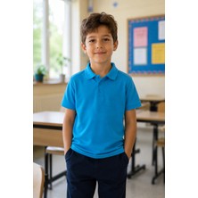 Beniizle %100 Pamuk Polo Kıvrılmaz Yaka Okul T-Shirt Nefes Alan Kumaş