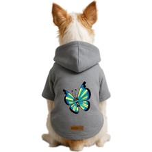 Mey İthalat Baskılı Içi Polarlı Köpek ve Kedi Kıyafeti & Elbisesi - Gri Renk Kapüşonlu Hoodie B5DBB, Xl