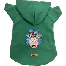Mey İthalat Kapişonlu Polar Sweatshirt Köpek ve Kedi Kıyafeti & Elbisesi Yeşil Rick And Morty 2 S