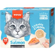 Mey İthalat Wanpy Somonlu 10 * 16 gr Kaşıklı Kedi Ödül Kreması