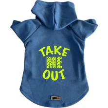 Mey İthalat Kapişonlu Sweatshirt Köpek ve Kedi Kıyafeti - Mavi Take Me Out L Beden