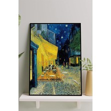 Mey İthalat Postermanya (PSTER14665) Kafe Terasta Gece - Van Gogh Sanatsal Çerçeveli Tablo 50 x 70