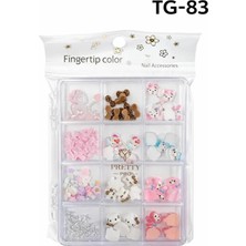 Mey İthalat Fontenay Charm 3D Tırnak Süsleme Protez Tırnak Nail Art Süsleme Karışık Desenli Tg-83, Çok Renkli