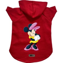 Mey İthalat Kapişonlu Polar Sweatshirt Köpek ve Kedi Kıyafeti & Elbisesi Kırmızı Minnie M
