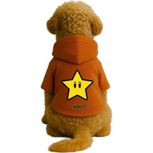 Mey İthalat Baskılı Içi Polarlı Köpek ve Kedi Kıyafeti & Elbisesi - Turuncu Renk Kapüşonlu Hoodie BB09B L
