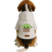 Mey İthalat Baskılı Içi Polarlı Köpek ve Kedi Kıyafeti & Elbisesi - Beyaz Renk Kapüşonlu Hoodie B2CD8, S