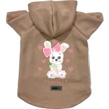 Mey İthalat Kapişonlu Polar Sweatshirt Köpek ve Kedi Kıyafeti & Elbisesi Bej Rabbit Xl