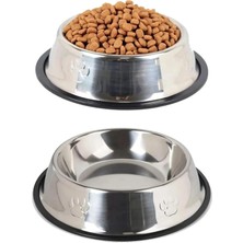 Mey İthalat Busstier Paslanmaz Çelik Kedi ve Köpek Mama Kabı - Kaymaz Tabanlı, Dayanıklı Besleme Tası (16 Cm)