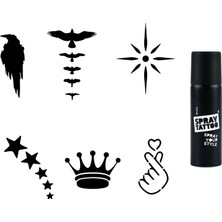 Mey İthalat Kuşlar ve Yıldızlar Spray Tattoo Geçici Sprey Dövme Seti