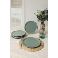 Mey İthalat Keramika Mat Yeşil Bloom Pasta Tabağı 24 cm 6 Adet 322