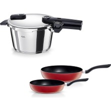 Mey İthalat Fissler Vitaquick Glossy Düdüklü Tencere 4,5l + Kırmızı Cenit Tava Set Parlak