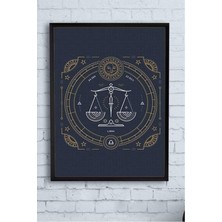 Mey İthalat Postermanya (PSTER14507) Siyah Terazi Burcu Tasarım Çerçeveli Tablo 30 x 40