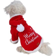 Mey İthalat Kedi ve Köpek Kıyafeti & Elbisesi Merry Christmas Noel Uzun Ponponlu Kostüm Kırmızı M