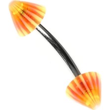 Mey İthalat Rouge Moulin Curved Barbel Çelik Spike Piercing TDGR00898, Turuncu