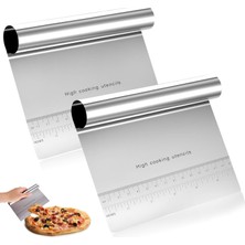 Mey İthalat Aee® 2 Adet Büyük Boy Hamur Kesici & Kazıyıcı Seti – Cm/inç Ölçekli Metal Hamur Spatulası – Pizza, Pasta, Ekmek ve Hamur Bölücü Profesyonel Mutfak Aleti 20 cm
