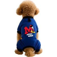 Mey İthalat Kedi ve Köpek Kıyafeti & Elbisesi Saks Mavi 4 Bacak Tulum Mickey Mouse Xs