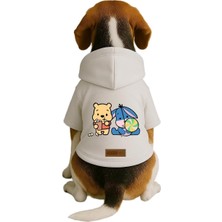 Mey İthalat Baskılı Içi Polarlı Köpek ve Kedi Kıyafeti & Elbisesi - Beyaz Renk Kapüşonlu Hoodie B9CAB, L