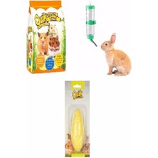 Mey İthalat Hamster Temel Ihtiyaçları (3 Parça) Quik Hamster Yemi, 90ML Suluk, Kemirme Taşı