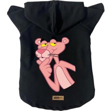 Mey İthalat Kapişonlu Polar Sweatshirt Köpek ve Kedi Kıyafeti & Elbisesi Siyah Pembe Panter L