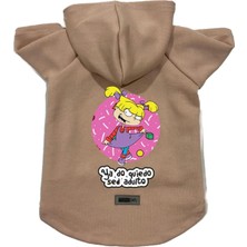 Mey İthalat Kapişonlu Polar Sweatshirt Köpek ve Kedi Kıyafeti & Elbisesi Bej Rugrats Angelica S