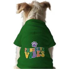 Mey İthalat Kedi ve Köpek Kıyafeti & Elbisesi Yeşil Sweatshirt Pawsitive Vibes Xs